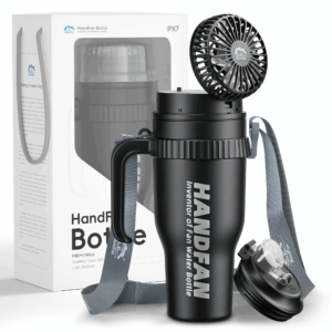 Water Bottle Fan-HandFan With Straw & Fan
