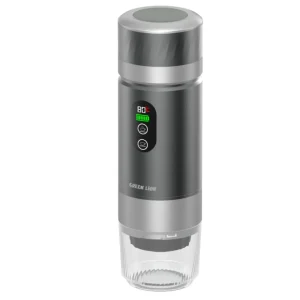 Green Lion Campinas Portable Coffee Maker 80mL with Type-C Charging and portable bag, 20 Bar Pump Pressure/ماكينة قهوة محمولة من جرين ليون كامبيناس سعة 80 مل مع شحن من النوع C وحقيبة محمولة، ضغط مضخة 20 بار